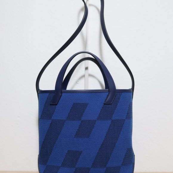 Hermes Limited Edition Color Blue Canvas Cabas H En Biais 27 Tote Bag - Picture 3 of 12